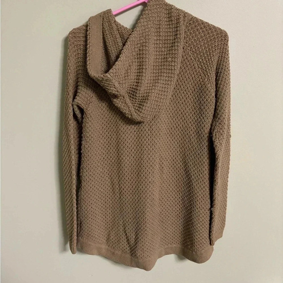 Anthropologie Sparrow Waffle Knit Cardigan Sweater Size Small Hooded Snap Button - Picture 2 of 8
